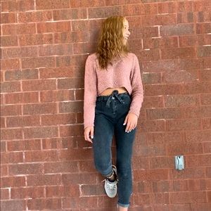 cropped knitted sweater